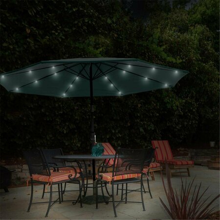 GRILLGEAR Patio Umbrella Deck Shade with Solar Powered LED Lights - Hunter Green - 10 ft. GR3236338